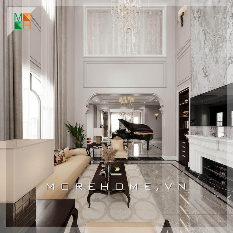 Mẫu thiết kế nội thất không gian phòng khách tân cổ điển sang trọng, cao cấp cho biệt thự, nhà phố, penthouse, chung cư cao cấp. Tổng hợp các mẫu thiết kế phòng khách biệt thự, nhà phố đẹp