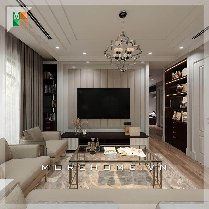 Ngắm nhìn mẫu thiết kế nội thất phòng khách đẹp, sang trọng cho chung cư, nhà phố, biệt thự mang phong cách tân cổ điển. Thiết kế phòng khách tân cổ điển đang là một xu thế đang được săn đón nhất hiện nay. Lối thiết kế phòng khách cổ điển xen lẫn hiện đại này sẽ đem lại nét mới, nét cổ vì thế không bao giờ lỗi mốt với thời gian. Tổng hợp các mẫu thiết kế phòng khách biệt thự, nhà phố đẹp
