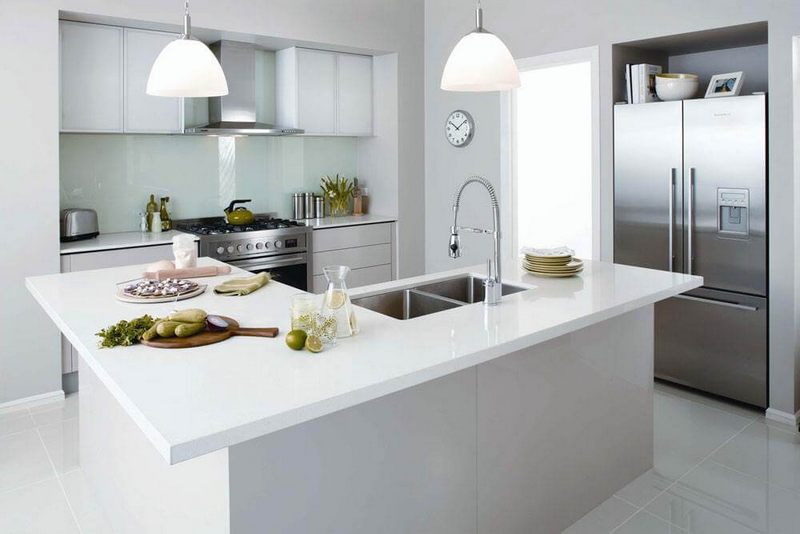 Thiết kế độc đáo kết hợp đá chậu rửa và bàn đảo đá Solid Surface Himacs LG nhập khẩu trực tiếp từ Hàn Quốc
